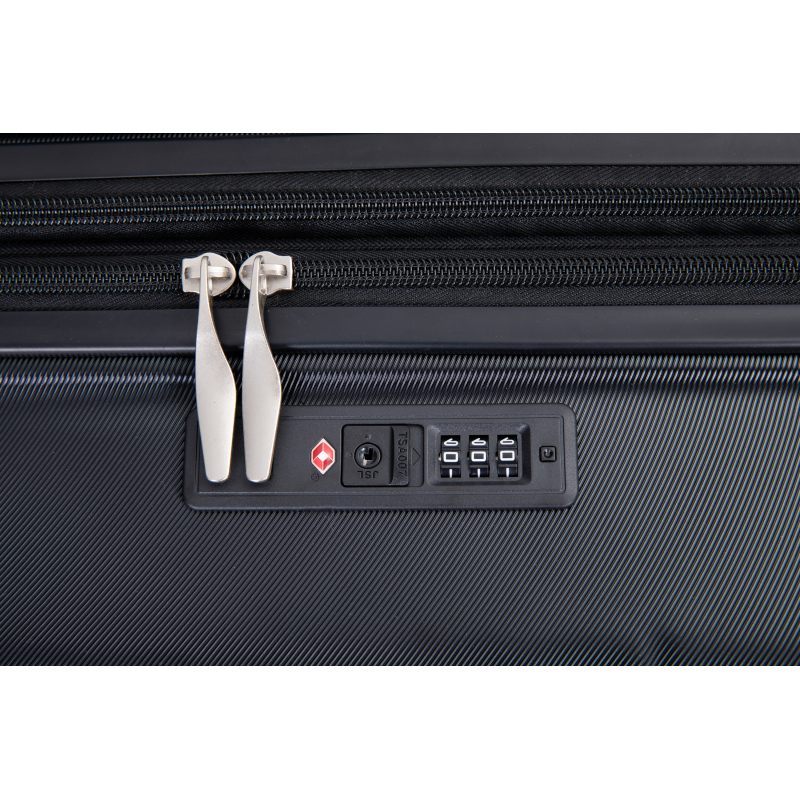 Expandable 3 Piece Luggage Sets PC Lightweight Suitcase with Two Hooks, Spinner Wheels, TSA Lock, (20/24/28), Black